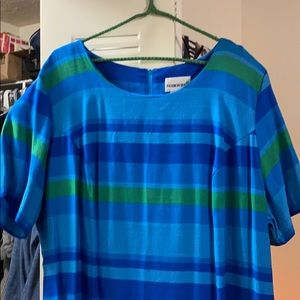 Blue shoulder pad dress